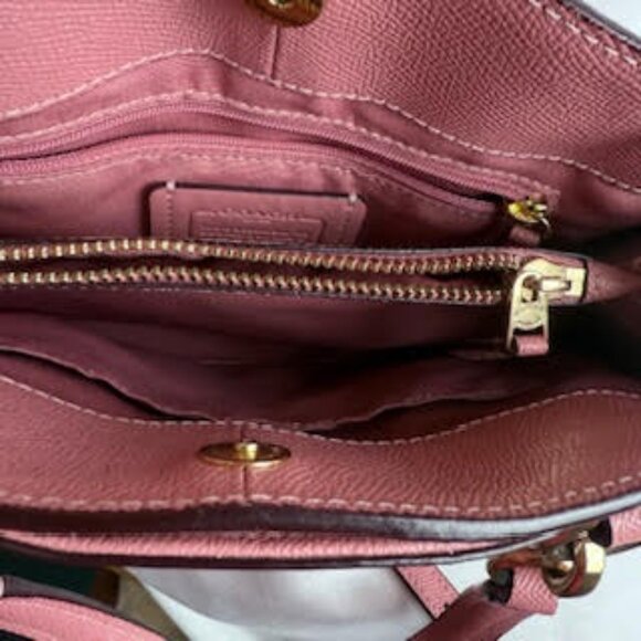 Coach AUTHENTICATED Mini City Tote Satchel Pink Pebbled Leather Gold Hardware - Picture 7 of 16